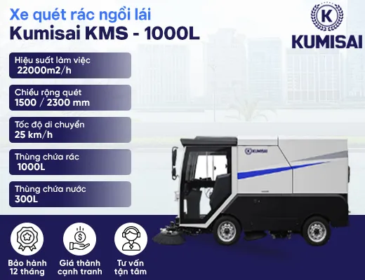 Xe quét rác ngồi lái Kumisai KMS - 1000L - 2
